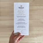 Carte de compliment menu Ruinart