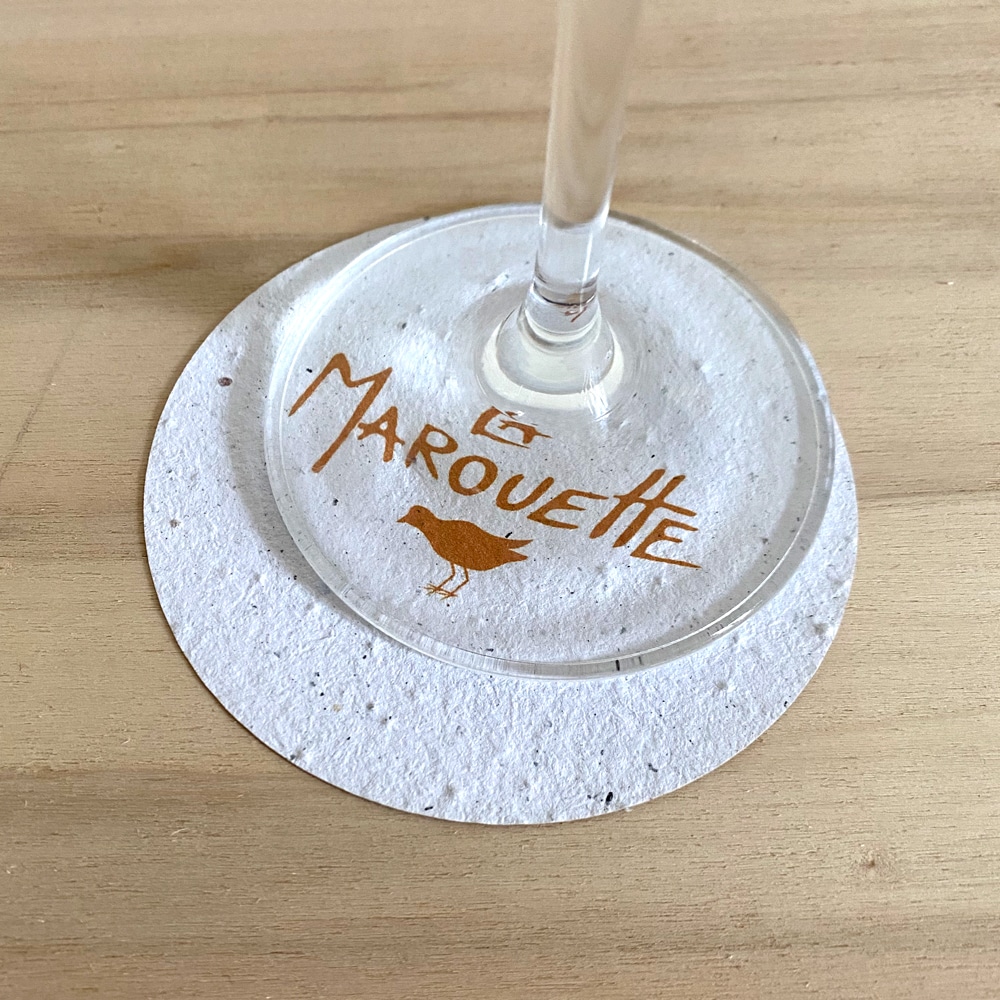 Sous-verre rond en papier ensemencé