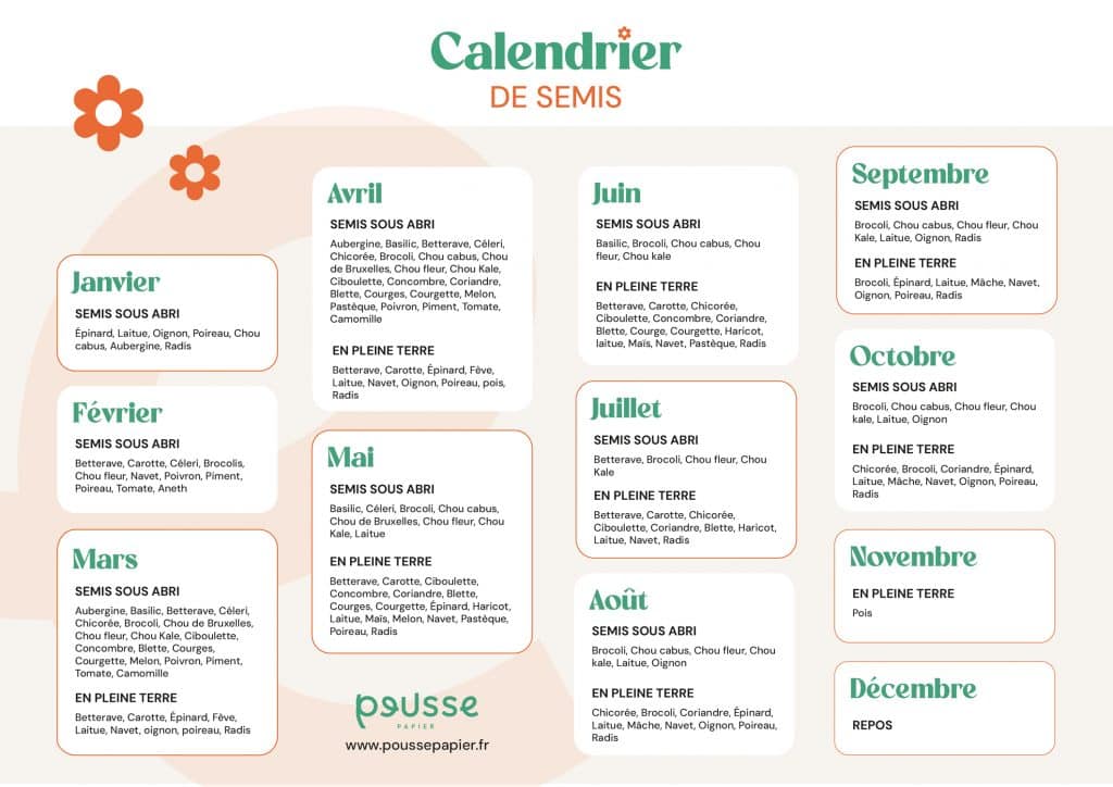 Calendriers de semis graines saisons